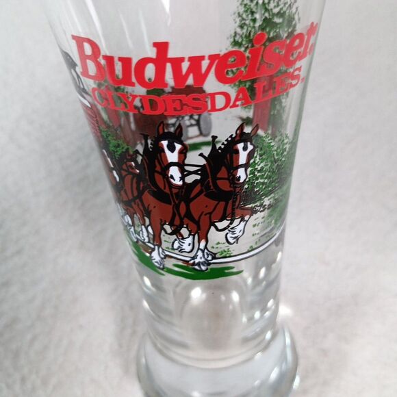 Budweiser Clydesdales Beer Glass Libbey Pilsner 12 oz Horses Vintage 1991 - Picture 6 of 11